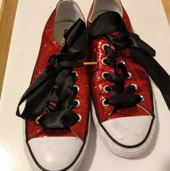 Converse Shoes - Sequin sparkly converse red size 10 women